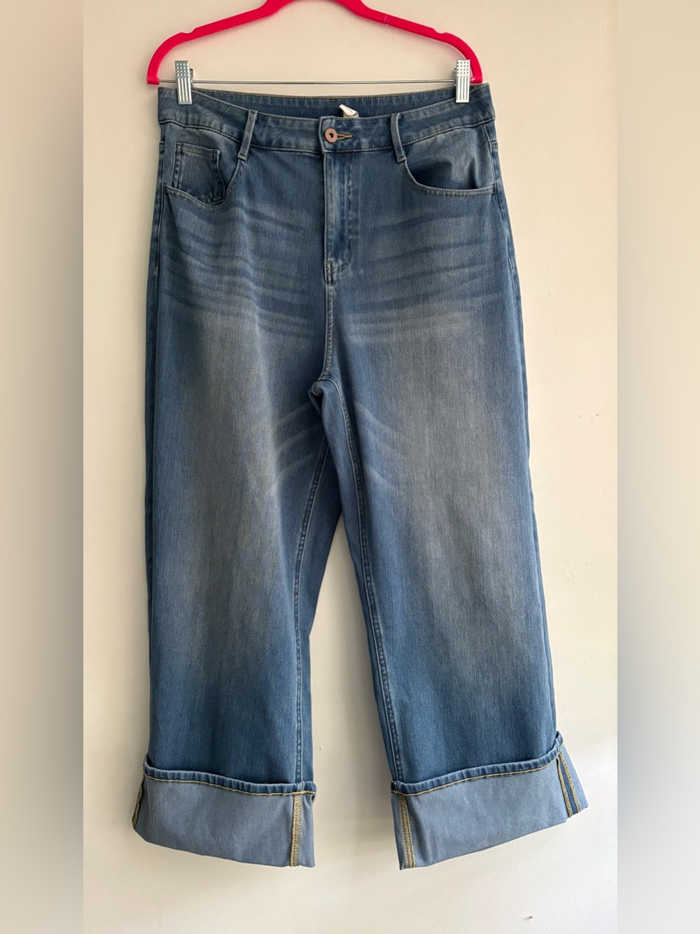 Halara Flex High Waist Wide Leg Cuffed Jeans size Large